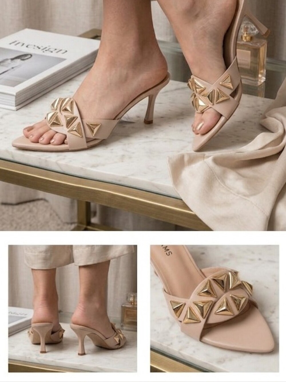 J. Adams Tan Backless Heels